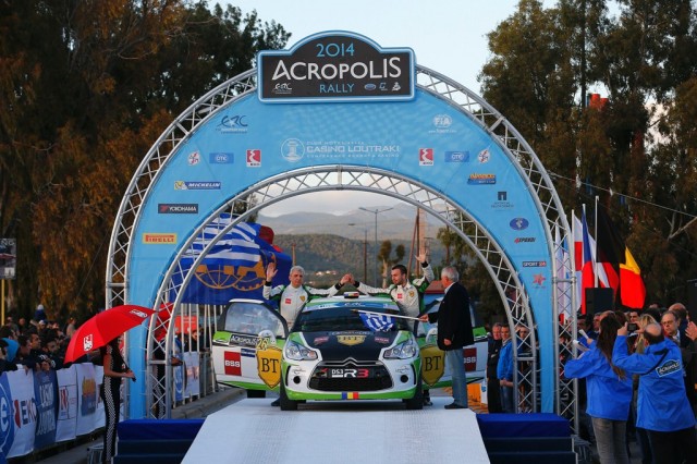 MOTORSPORT - EUROPEAN RALLY CHAMPIONSHIP 2014 - ACROPOLE RALLY OF GRECE - LOUTRAKI (GRE) 28/03 TO 30/03/2014 - PHOTO : GREGORY LENORMAND / DPPI -  26 TEMPESTINI SIMONE  / PULPEA DORIN  - CITROEN DS3 R3  -  AMBIANCE - PORTRAIT