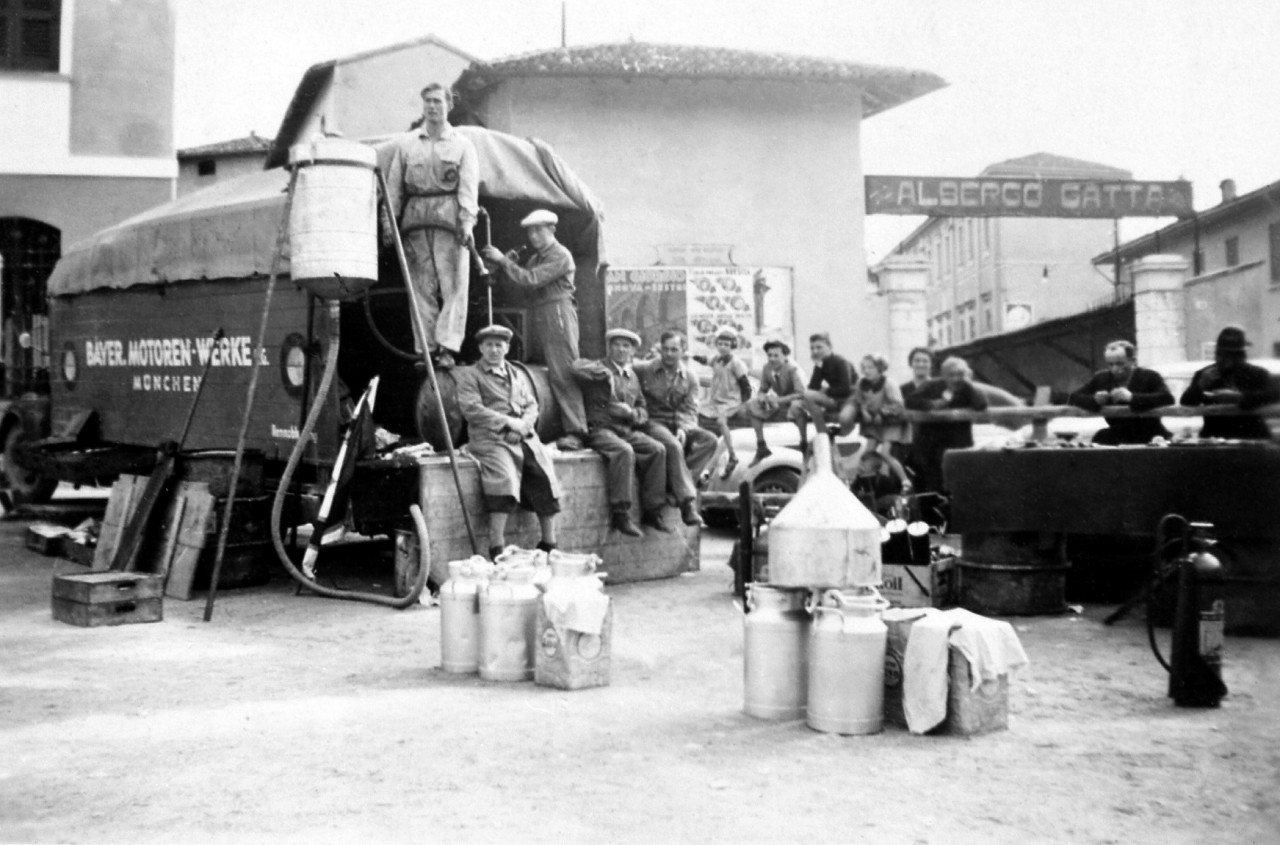 BMW team paddock at Castiglione for the 1st Italian Mille Miglia Grand Prix in Brescia, April 28, 1940 (03/2010)